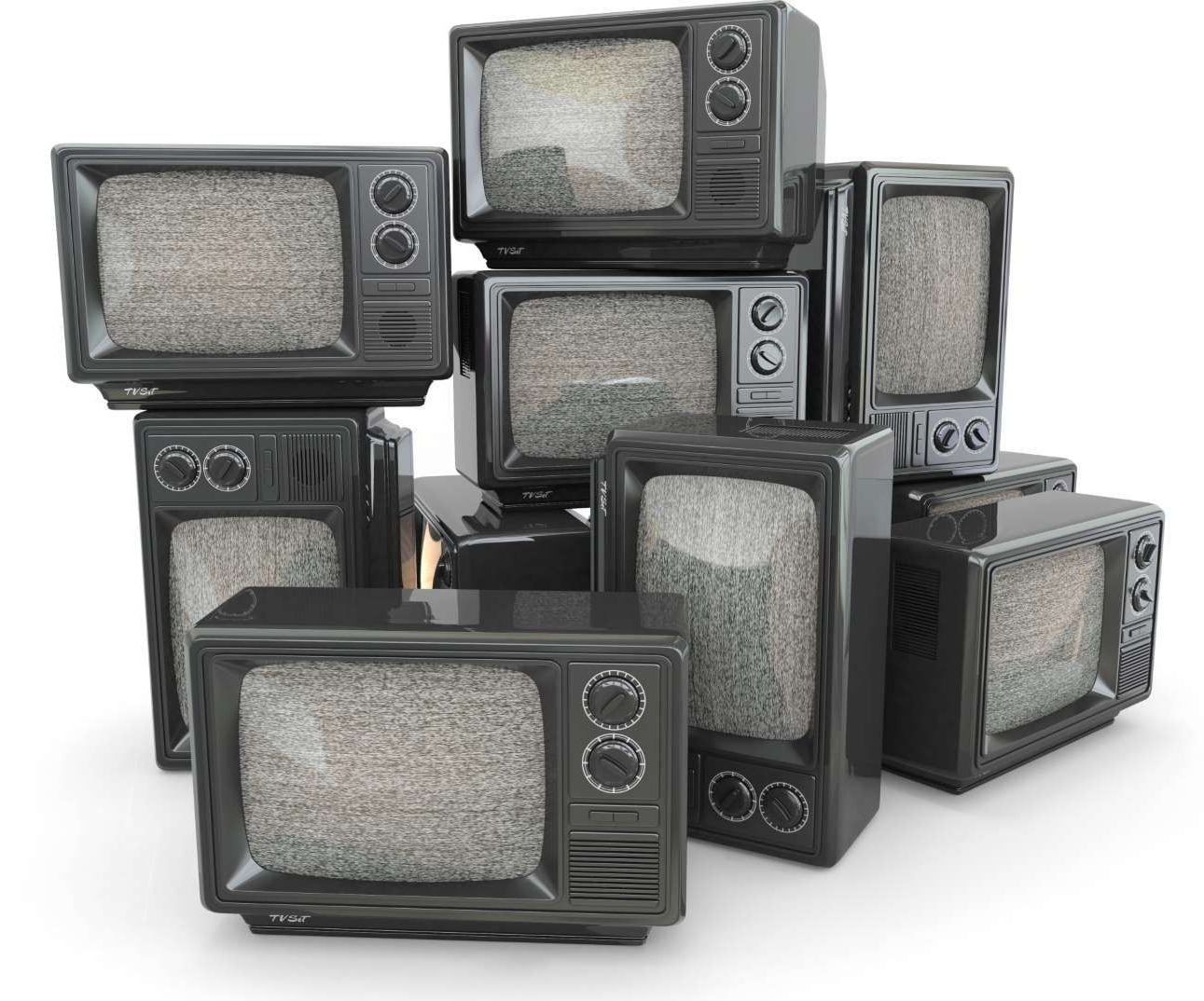 Heap of vintage tv. End of television